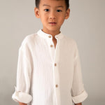 Camicia manica lunga bambula colletto alla coreana bambino 