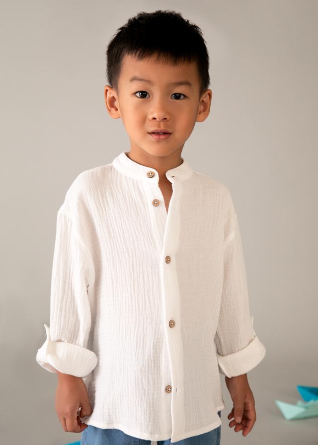 Camicia manica lunga bambula colletto alla coreana bambino 