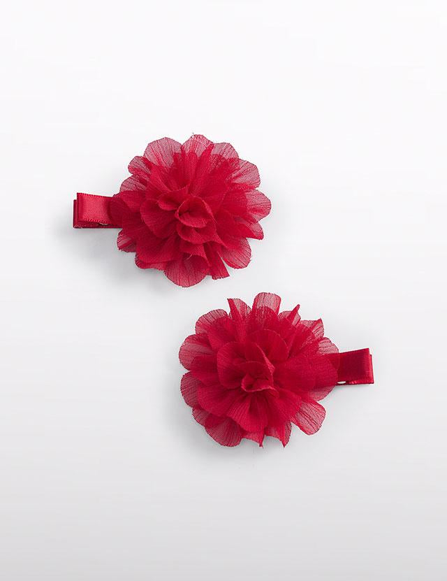 Set 2 fermagli fiori chiffon ragazza Abel e Lula 