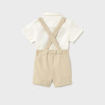 Completo pantaloncine e camicia con papillon neonato 
