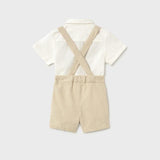 Completo pantaloncine e camicia con papillon neonato 
