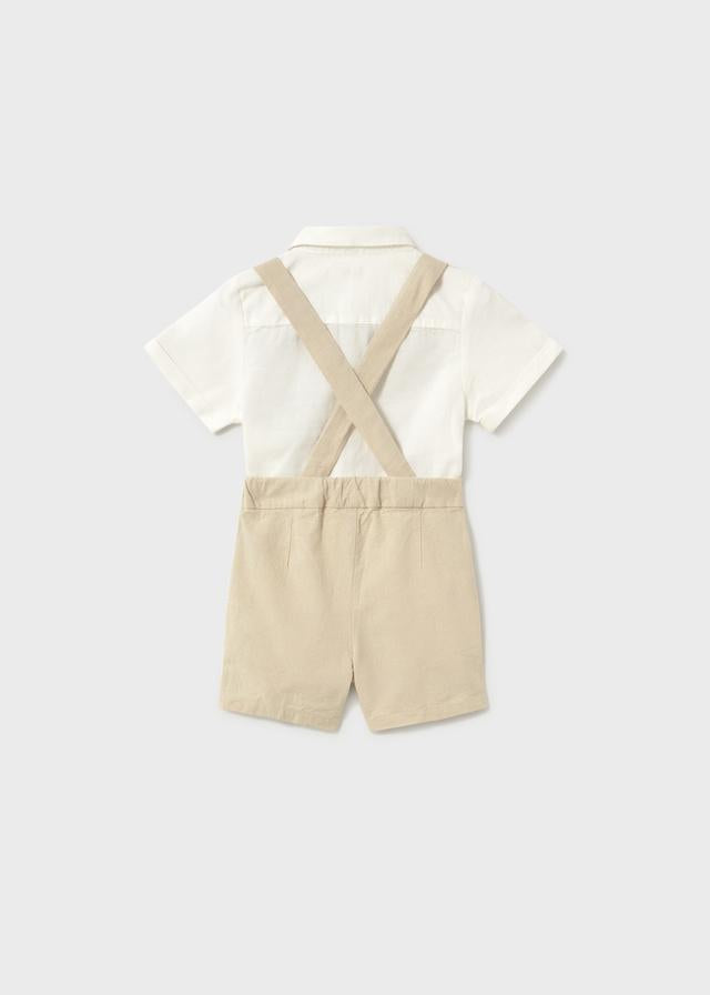 Completo pantaloncine e camicia con papillon neonato 