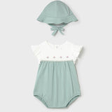 Pagliaccetto fiorellini con cappello neonata 