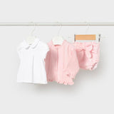 Completo 3 pezzi tricot neonata rosa 