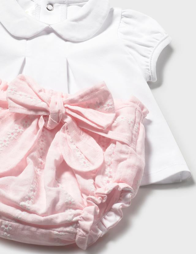 Completo 3 pezzi tricot neonata rosa 