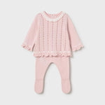 Completo ghettina e maglioncino tricot neonata 