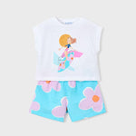 Completo shorts stampato e maglietta bambina 