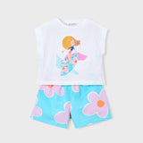 Completo shorts stampato e maglietta bambina 