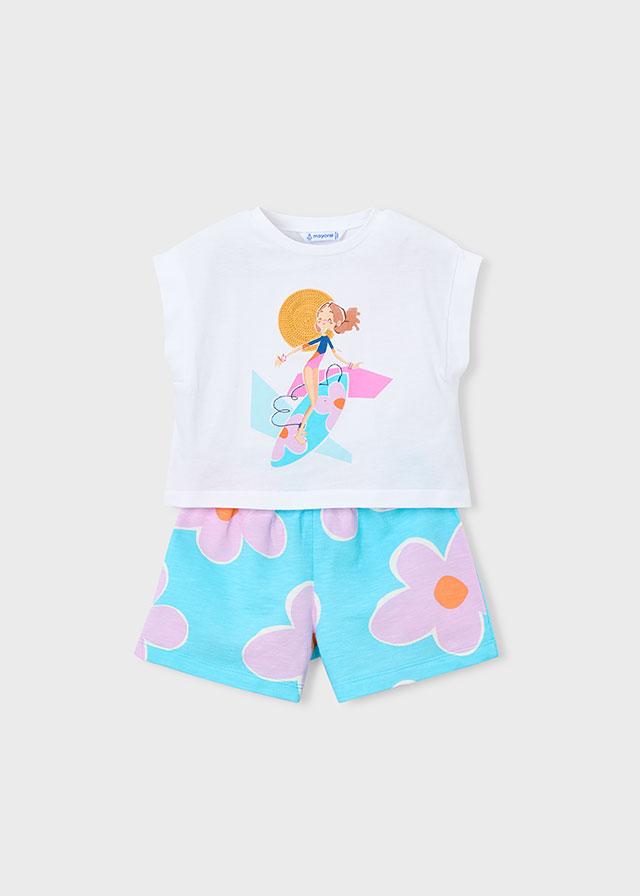 Completo shorts stampato e maglietta bambina 