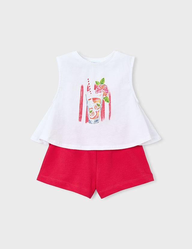 Completo short stamapato bambina 