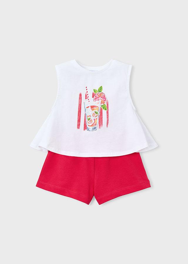 Completo short stamapato bambina 