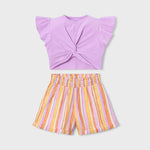 Completo shorts a righe e maglietta bambina 