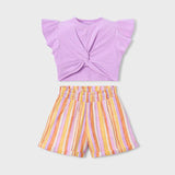 Completo shorts a righe e maglietta bambina 