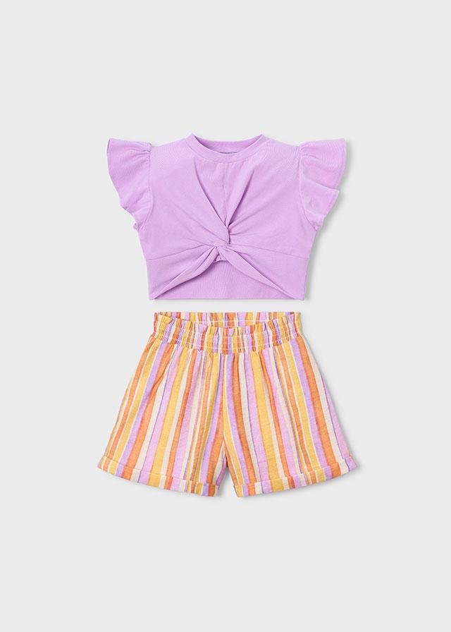 Completo shorts a righe e maglietta bambina 