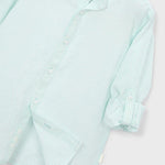Camicia manica lunga a righe con colletto alla coreana bambino<BR/> 