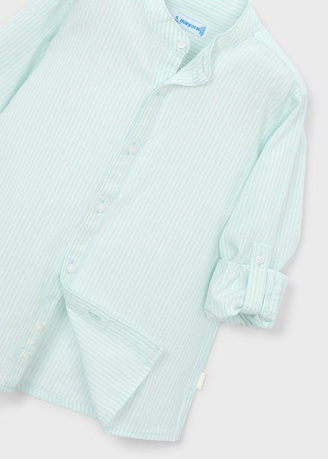 Camicia manica lunga a righe con colletto alla coreana bambino<BR/> 