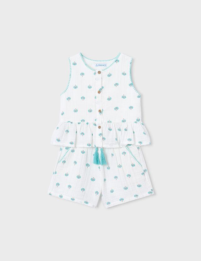 Completo shorts e maglietta stampata bambina 