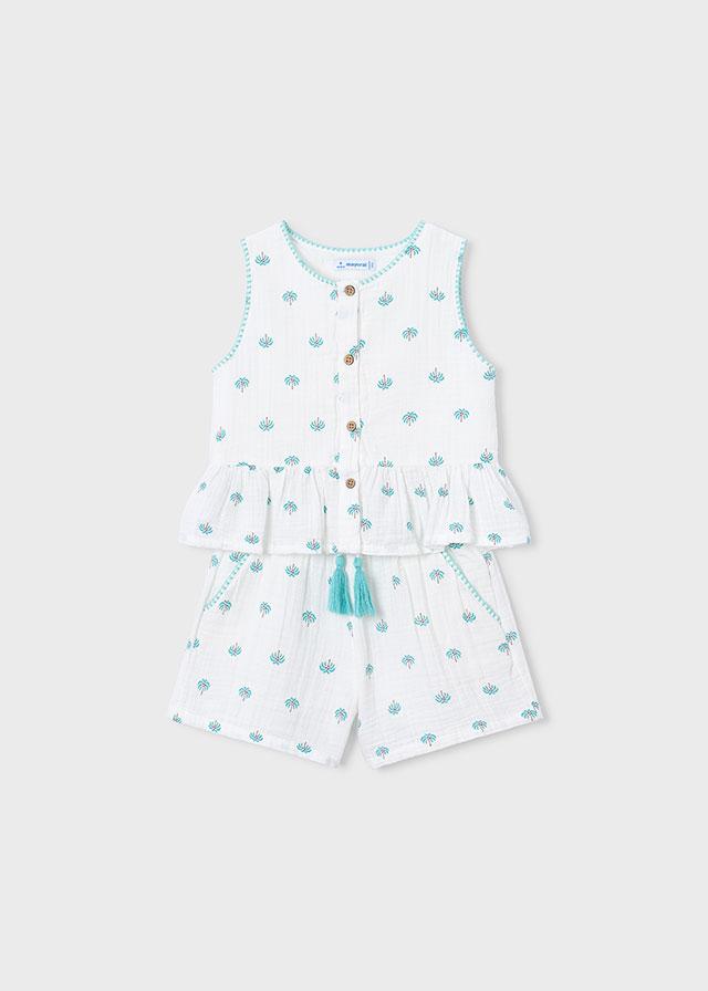 Completo shorts e maglietta stampata bambina 
