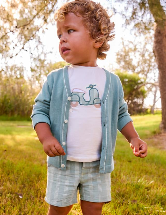 Completo pantaloncino e maglietta in lino neonato 