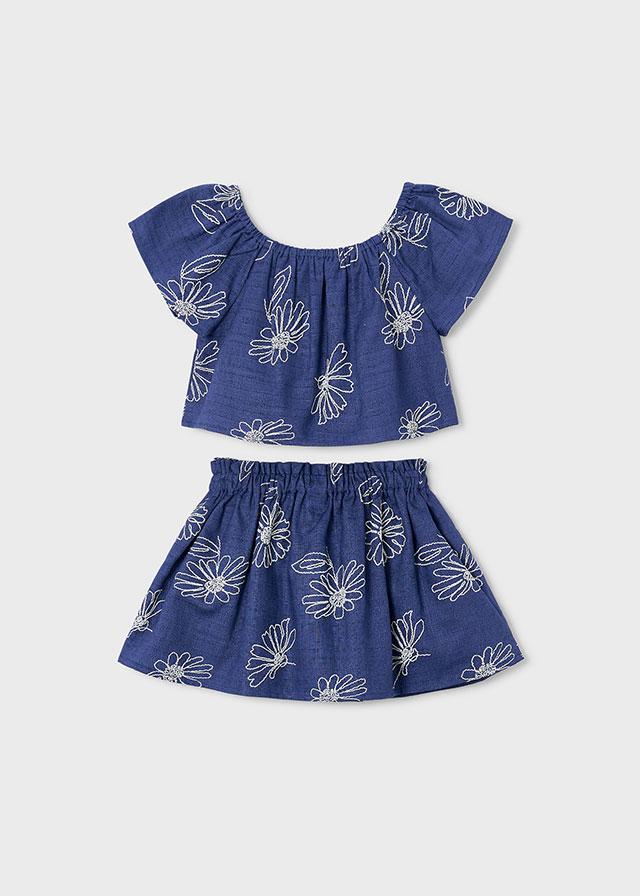 Completo gonna lino stampa bambina 