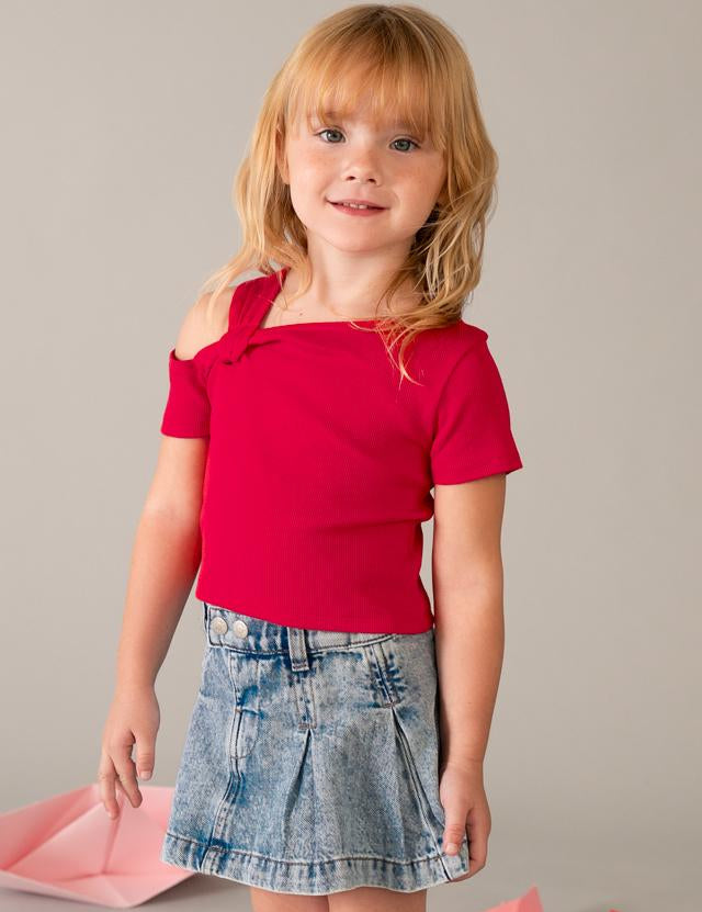 Gonna jeans con pieghe bambina 