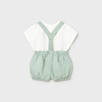 Completo pantaloncino con bretelle e camicia neonato 