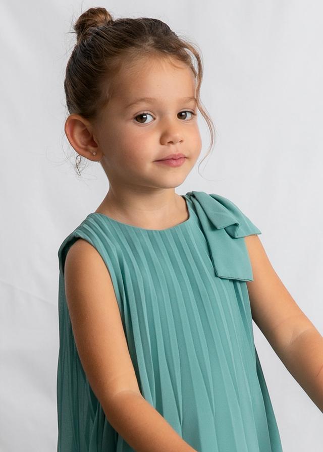 Vestito plissettato fiocco bambina 