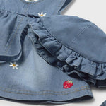 Vestito fragola in denim neonata 