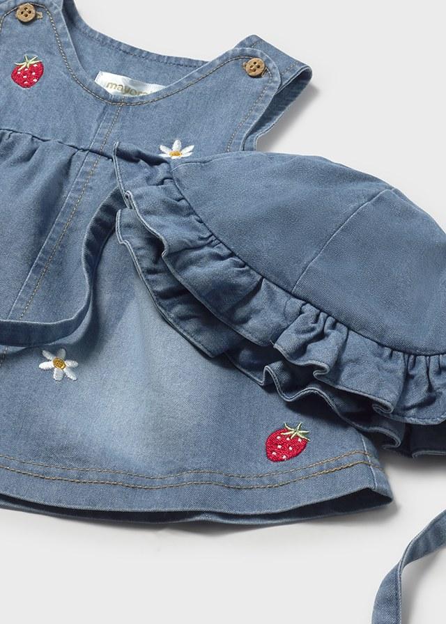 Vestito fragola in denim neonata 