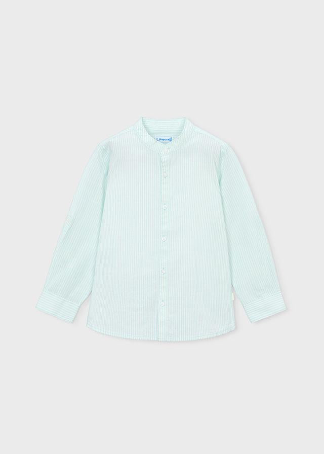 Camicia manica lunga a righe con colletto alla coreana bambino<BR/> 