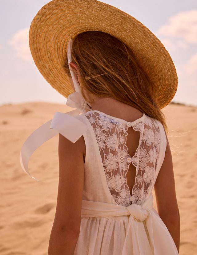 Vestito cerimonia con dettagli in pizzo bambina 