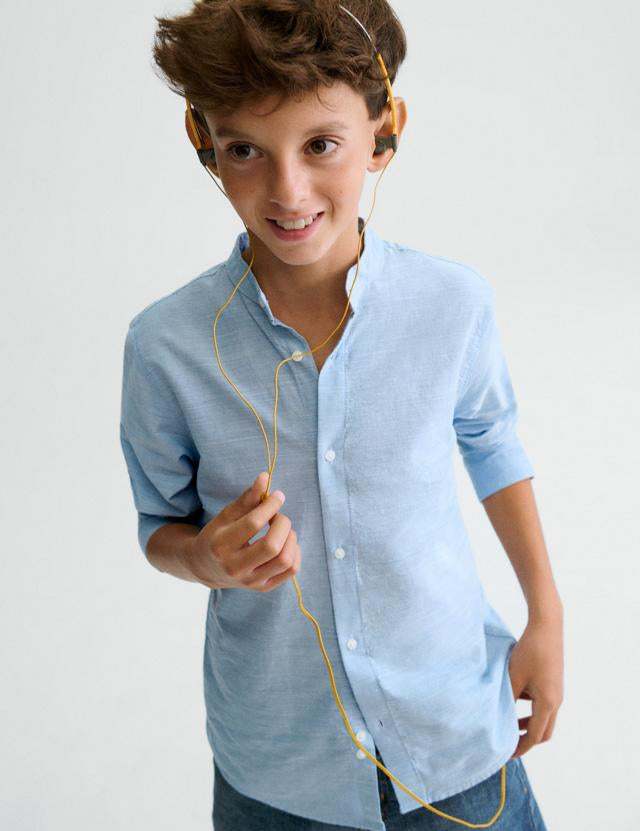 Camicia manica lunga colletto alla coreana ragazzo 