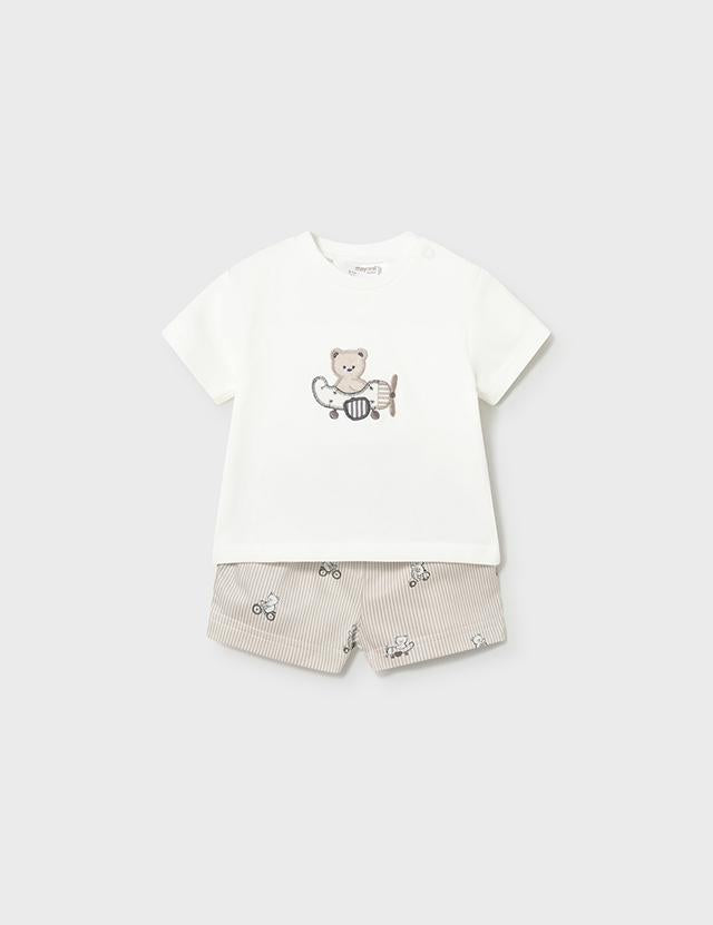 Completo pantaloncino e maglietta orsetto neonato 