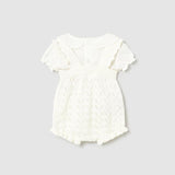 Completo salopette tricot e blusa neonata 