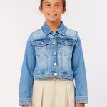 Giubbotto denim e applicazioni in macramè ragazza LiuJo 
