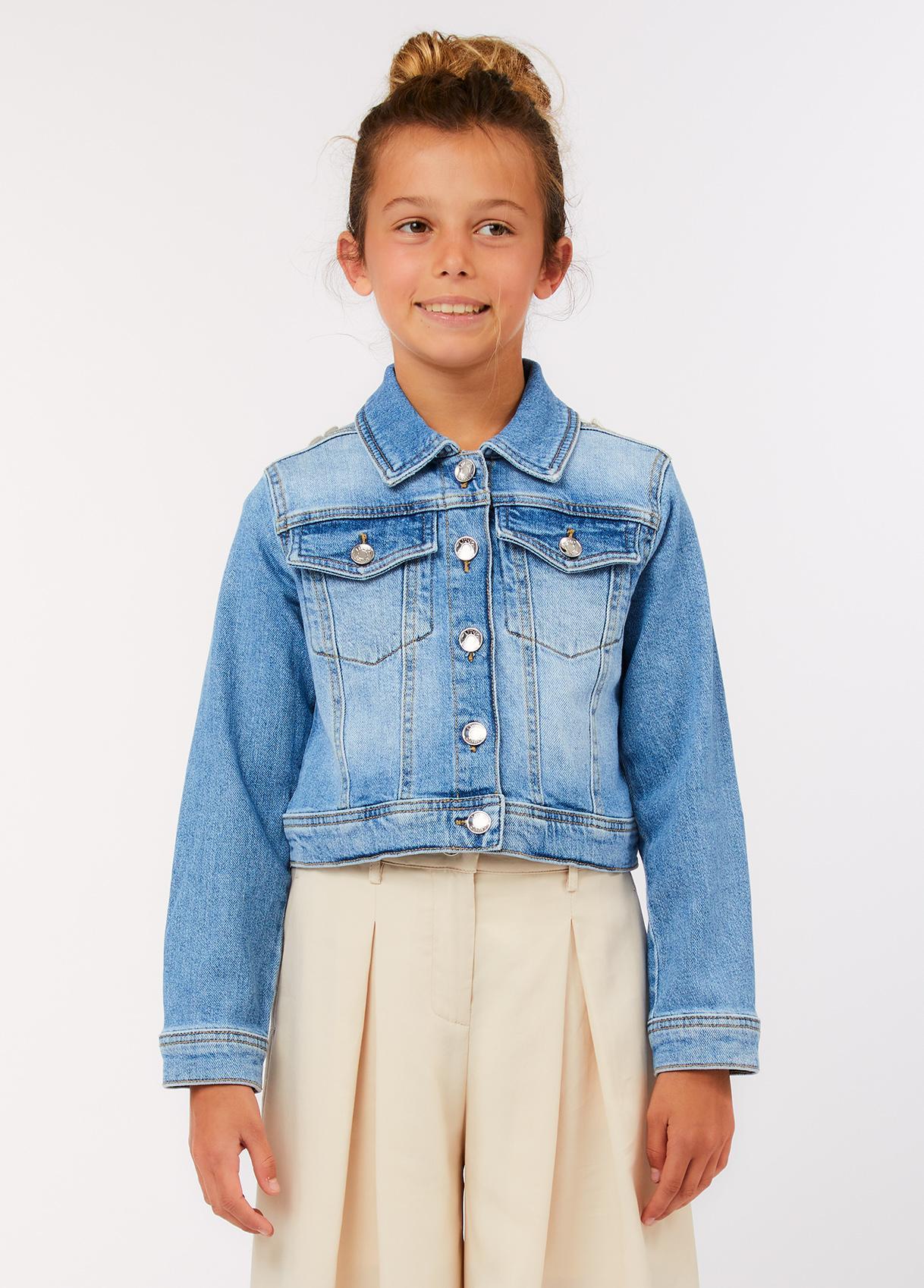 Giubbotto denim e applicazioni in macramè ragazza LiuJo 
