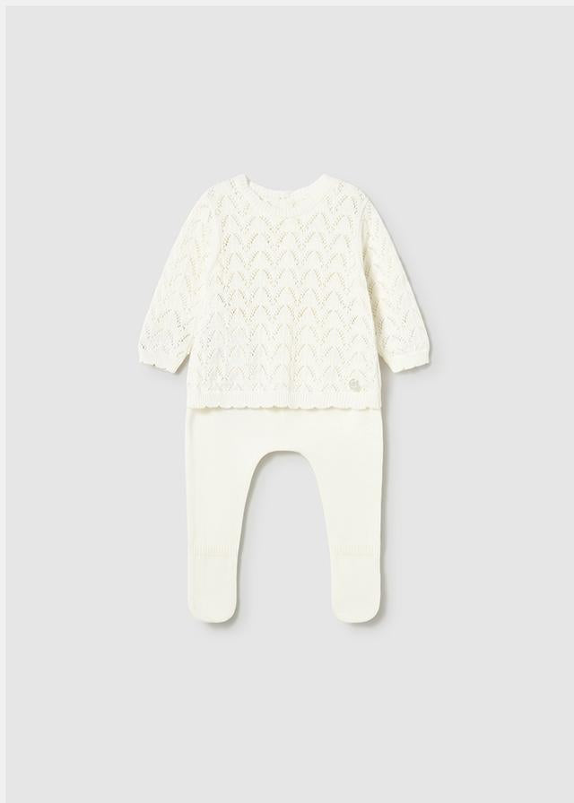 Completo ghettina e maglioncino tricot neonata 