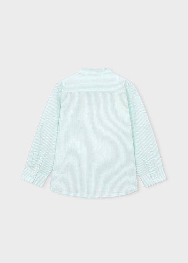 Camicia manica lunga a righe con colletto alla coreana bambino<BR/> 