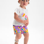 Completo 3 pezzi con pantaloncino neonata 