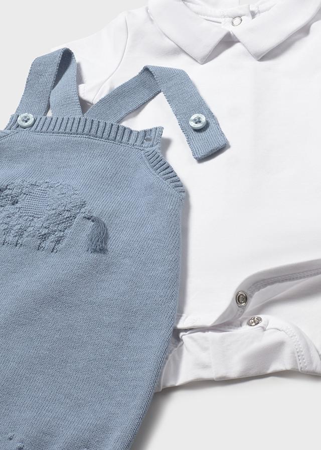 Completo salopette tricot body neonato 