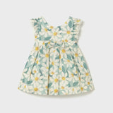 Vestito cerimonia con volant e fiori stampati neonata 