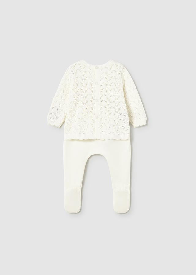 Completo ghettina e maglioncino tricot neonata 