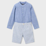 Completo bermuda e maglietta manica lunga in lino bambino<BR/> 