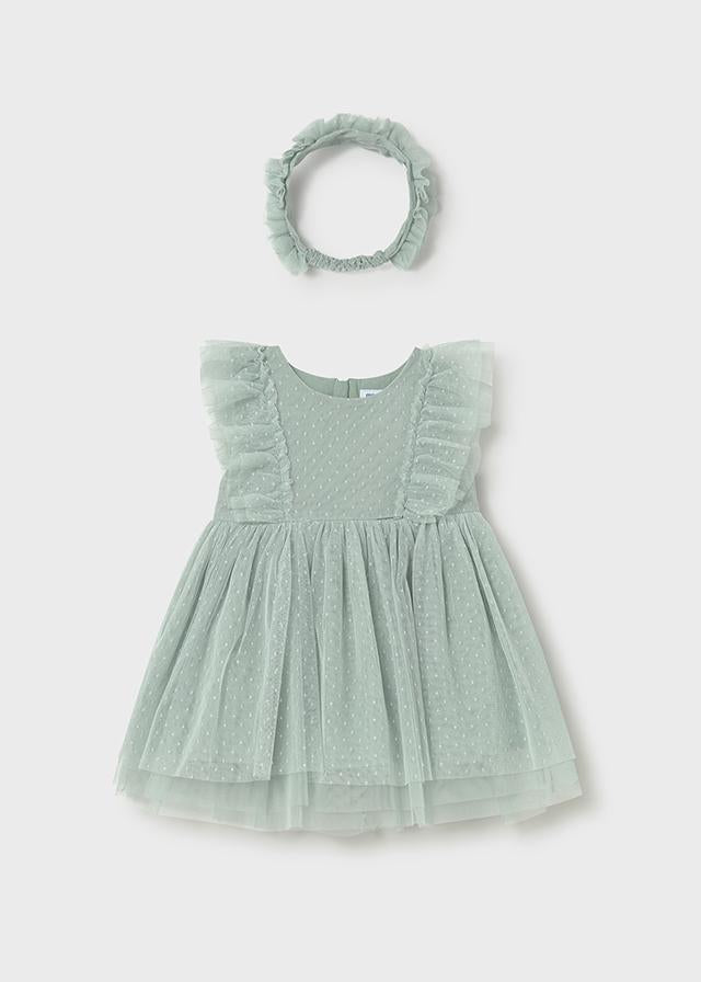 Vestito tulle con cerchietto neonata 
