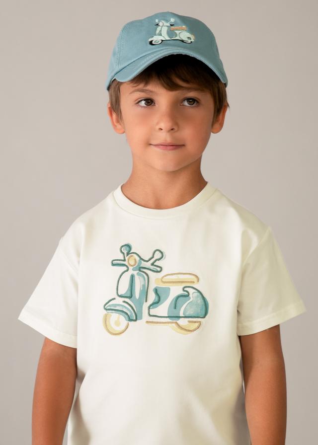 Maglietta con moto ricamata bambino 