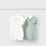 Set 2 pigiami corti ricamati neonata 
