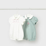 Set 2 pigiami corti ricamati neonata 