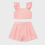 Completo con bermuda e top con volant cerimonia bambina 