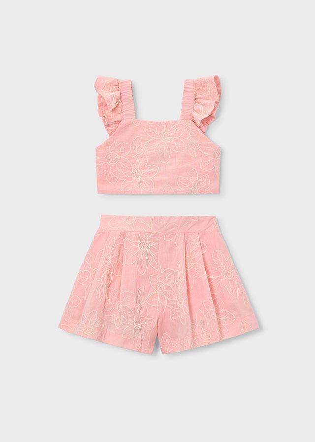 Completo con bermuda e top con volant cerimonia bambina 