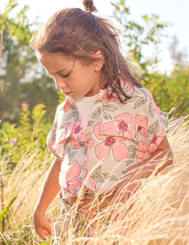 Blusa stampata con top bambina 